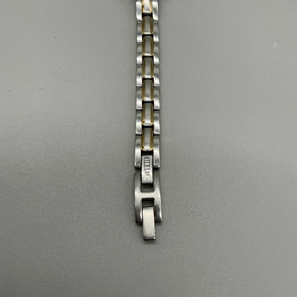 Relic ZR54004 Womens Watch 20mm MOP Dial Two Tone Crystals New Battery 6.75